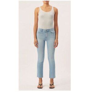 DL1961 Mara Straight Blue Bay 26 Cropped Raw Hem Instaculpt‎ Stretch